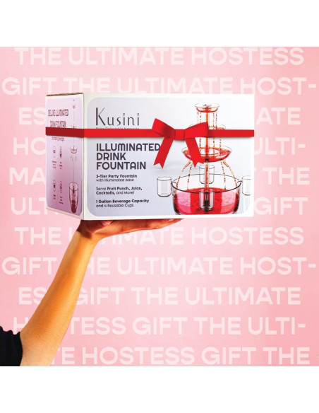 Fuente de Bebidas Kusini 3 Niveles LED 5.68L con 6 Vasos Fuente de Bebidas Kusini 3 Niveles LED 5.68L con 6 Vasos