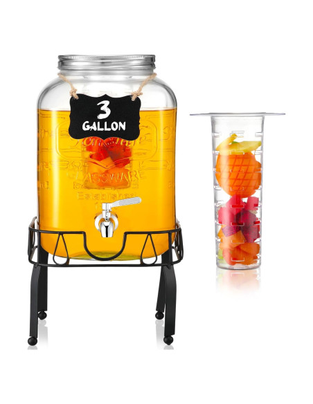 Dispensador de Bebidas de Vidrio 3 Galones FillTouch con Soporte Dispensador de Bebidas de Vidrio 3 Galones FillTouch con Soporte