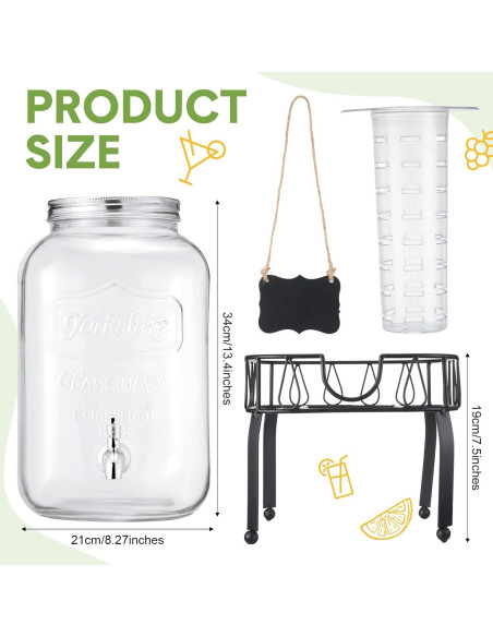 Dispensador de Bebidas de Vidrio 3 Galones FillTouch con Soporte Dispensador de Bebidas de Vidrio 3 Galones FillTouch con Soporte