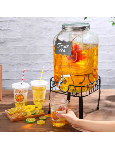 Dispensador de Bebidas de Vidrio 3 Galones FillTouch con Soporte