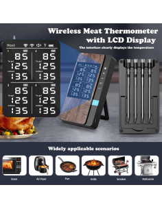 Termómetro de Carne Inalámbrico Patchelp con 4 Probetas 2