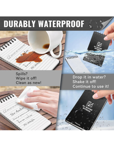 Cuadernos de Bolsillo Impermeables POPYOLA - Paquete de 4