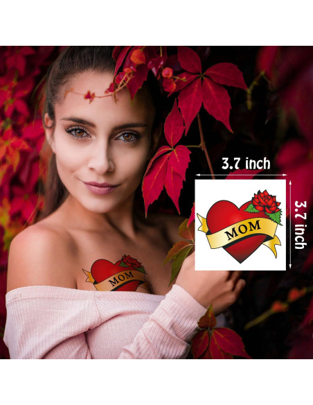 Tatuajes Temporales Corazón Mamá KOTBS - 7 Hojas 9.4 cm Tatuajes Temporales Corazón Mamá KOTBS - 7 Hojas 9.4 cm