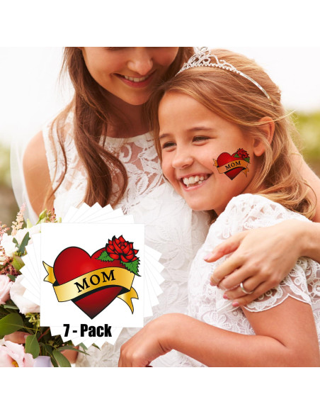 Tatuajes Temporales Corazón Mamá KOTBS - 7 Hojas 9.4 cm Tatuajes Temporales Corazón Mamá KOTBS - 7 Hojas 9.4 cm