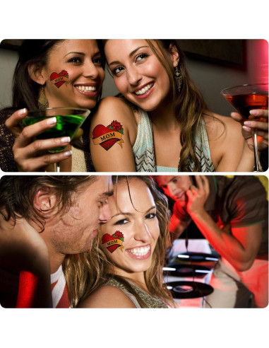 Tatuajes Temporales Corazón Mamá KOTBS - 7 Hojas 9.4 cm