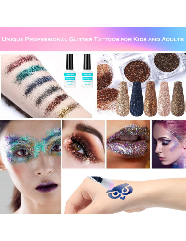 Kit de Tatuajes Temporales de Brillo NATUMER 48 Colores