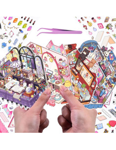 4 Juegos de Etiquetas DIY 3D Vintage BROVITI para Mini Habitaciones 2