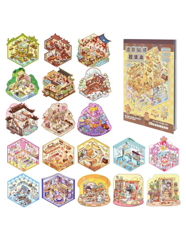 Set de Stickers 3D Genérico para Crear Escenas - 20 Unidades