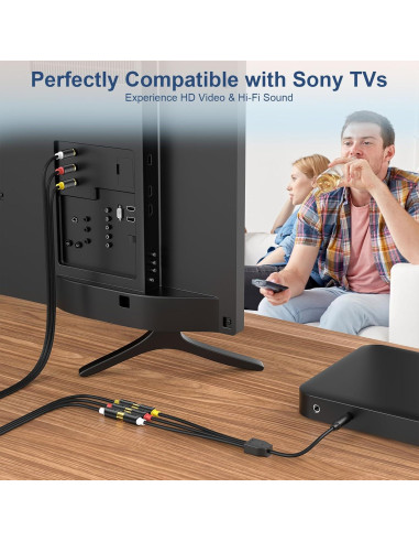 Adaptador AV J&D 3 RCA a 3.5 mm para Televisores Sony