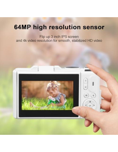 Cámara Digital Zunate 64MP 4K UHD Vlogging Zoom 18X Blanco