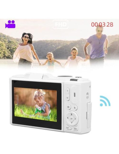 Cámara Digital Zunate 64MP 4K UHD Vlogging Zoom 18X Blanco