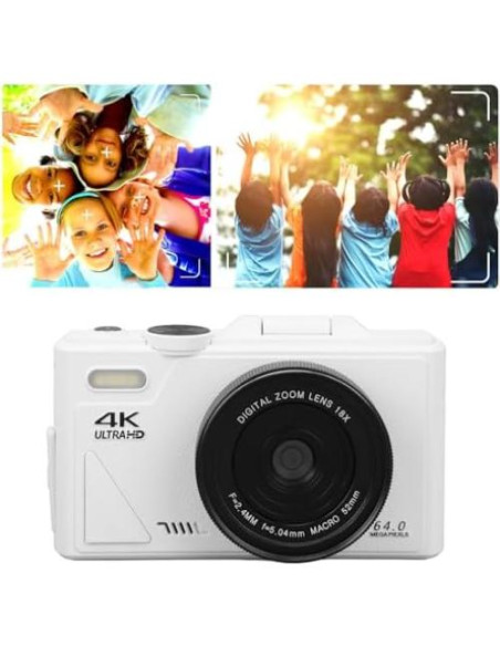 Cámara Digital Zunate 64MP 4K UHD Vlogging Zoom 18X Blanco