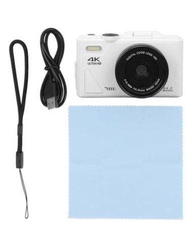 Cámara Digital Zunate 64MP 4K UHD Vlogging Zoom 18X Blanco