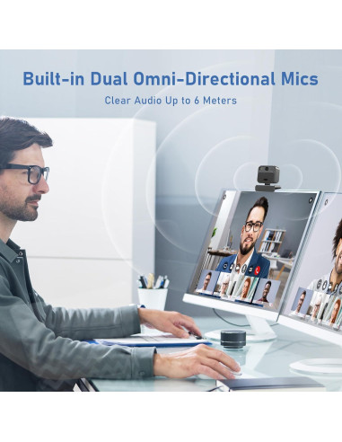 Cámara Web 4K Saylas W12S con Micrófonos y Control Remoto