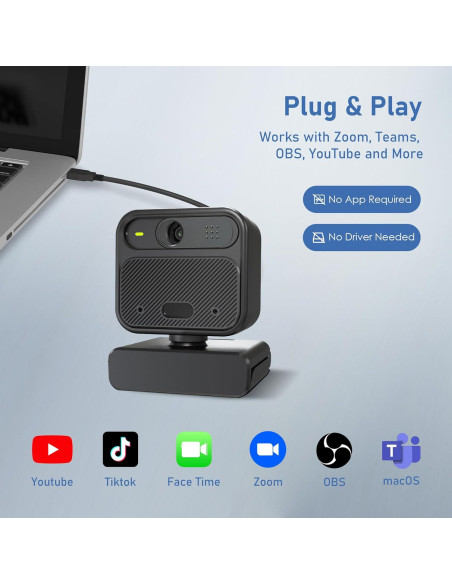 Cámara Web 4K Saylas W12S con Micrófonos y Control Remoto