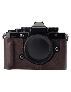 Protector de cámara de cuero genuino DBZZ para Nikon ZF - Marrón Mocha