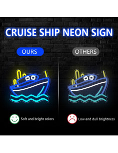 Luz de neón LED Jeanchrl barco de crucero decoración 28.2x19.8cm 2