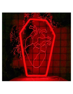 Luz de neón LED corazón ataúd HeyLEDNeoN 42x27.9 cm
