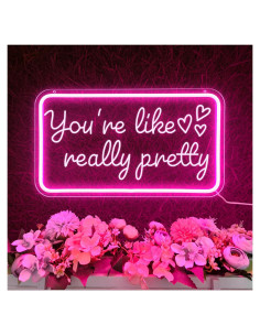 Señal de Neón LED Rosa Wamputo Eres Como Realmente Bonita