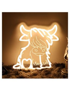 Letrero Neón Vaca de las Tierras Altas LAXUEDEER 31.5x30.5cm