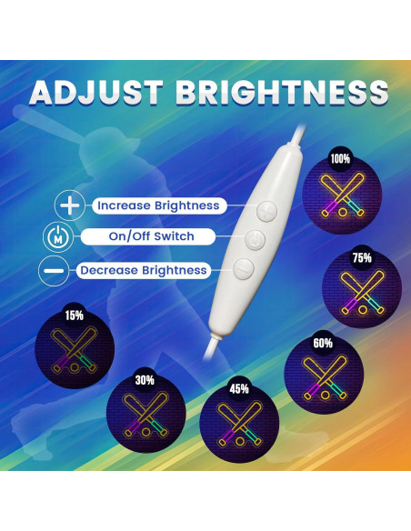 Luz de Neón LED Wootfairy Béisbol 35x35cm Regulable