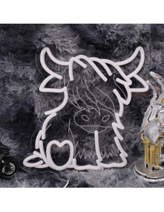 Letrero Neón Vaca de las Tierras Altas LAXUEDEER 31.5x30.5cm 2