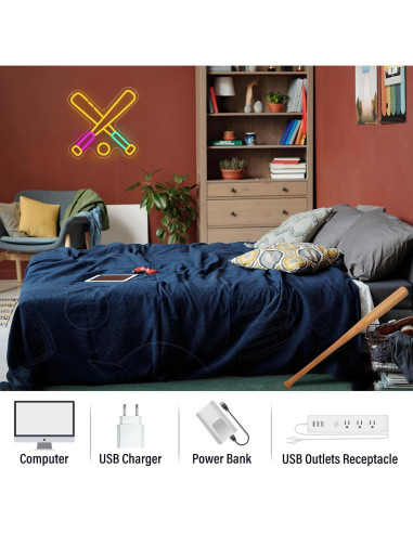 Luz de Neón LED Wootfairy Béisbol 35x35cm Regulable