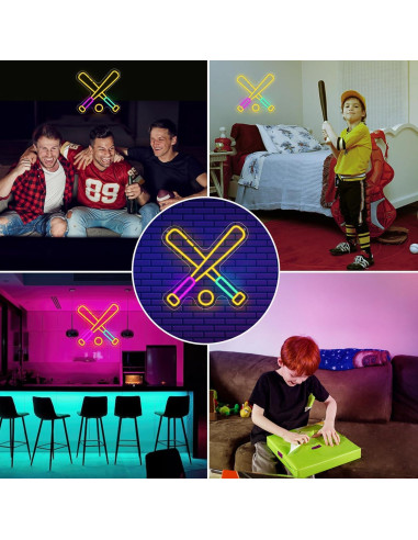 Luz de Neón LED Wootfairy Béisbol 35x35cm Regulable
