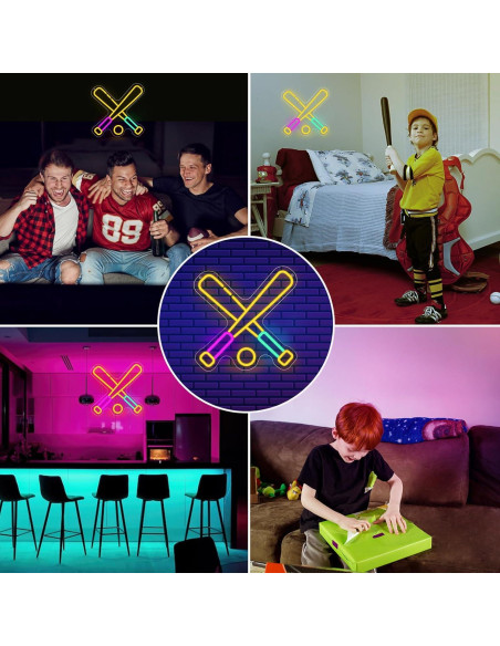 Luz de Neón LED Wootfairy Béisbol 35x35cm Regulable