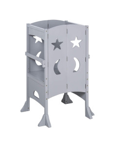 Escalera de Cocina Plegable Qaba para Niños 56x56x92.7cm Gris