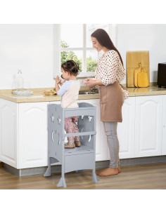 Escalera de Cocina Plegable Qaba para Niños 56x56x92.7cm Gris 2