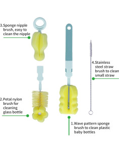Juego de Cepillos para Botellas Sebikam 4 en 1 Verde 2
