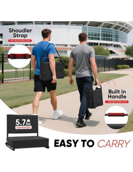 Asiento Plegable Acolchado Sekey para Estadio con Respaldo 46.7 cm