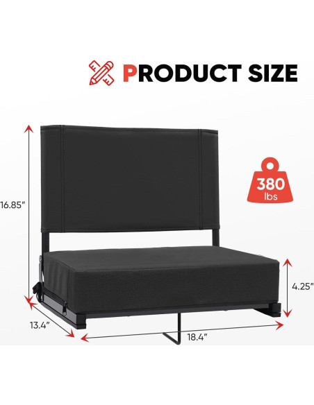 Asiento Plegable Acolchado Sekey para Estadio con Respaldo 46.7 cm