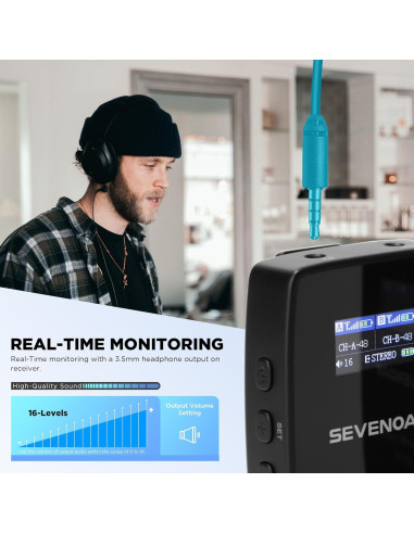 Micrófono Lavalier Inalámbrico UHF Sevenoak K7 50m 48 Canales