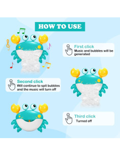 Juguete de baño cangrejo YUISTRE con burbujas y música 2