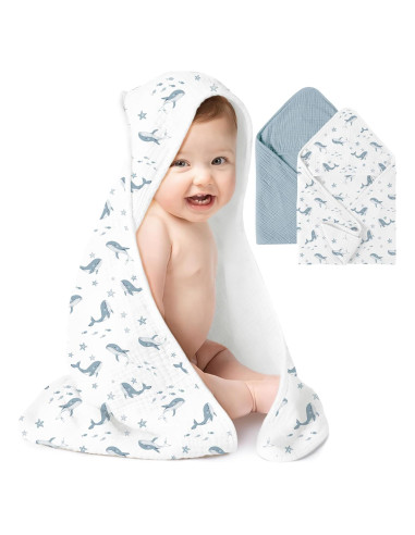 Toallas de Bebé con Capucha Konssy 2-Pack 100% Algodón 76.2x76.2cm