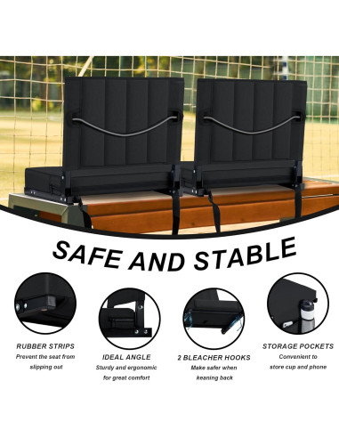Asiento de Estadio Plegable Aliphon Negro con Soporte Acolchado