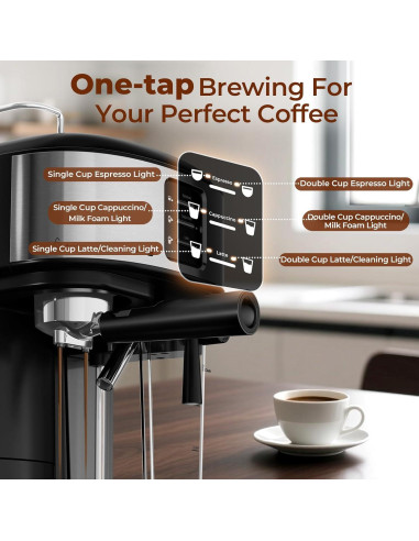 Máquina de Espresso Havato CM8011 20 Bar con Espumador 1.7L