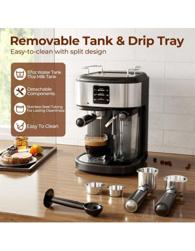 Máquina de Espresso Havato CM8011 20 Bar con Espumador 1.7L