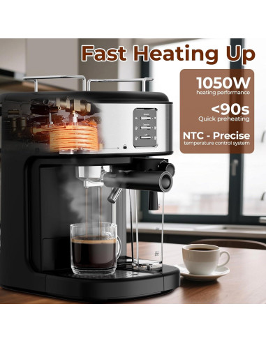Máquina de Espresso Havato CM8011 20 Bar con Espumador 1.7L