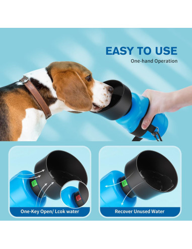 Botella de Agua para Perros Furpezoo 800ml Plegable Azul