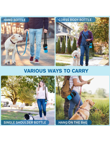 Botella de Agua para Perros Furpezoo 800ml Plegable Azul