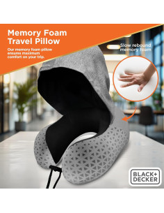 Cojín de Viaje con Capucha BLACK+DECKER Espuma Viscoelástica 2