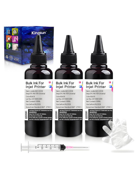 Kit de recarga de tinta universal KSUMEI 3 x 100 ml Negro