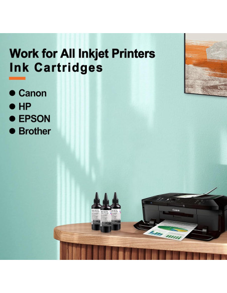 Kit de recarga de tinta universal KSUMEI 3 x 100 ml Negro