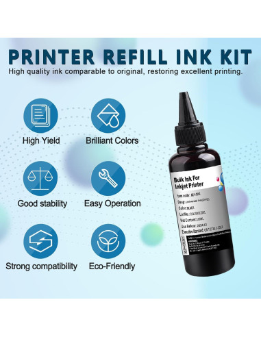 Kit de recarga de tinta universal KSUMEI 3 x 100 ml Negro