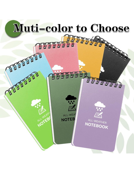 Cuaderno Impermeable COIDEA, Paquete de 8, 3x5" Negro