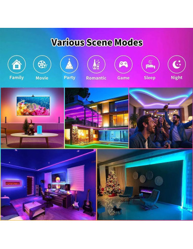 Tira de LED RGB 7.62m CHARKEE con Control Remoto y APP