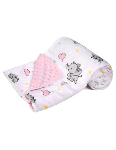 Manta de Bebé DíasU Micro Terciopelo Elefante Rosa 76x102 cm
